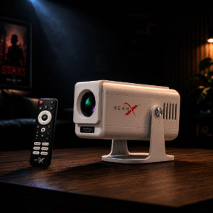 BeamX Thunder Pro Smart Projector | Native 1080p Full HD, 4K Supported | Auto Focus | Android 13 | WiFi 6 & Bluetooth | Built-in Speaker | Home Theater | 2-Year Warranty