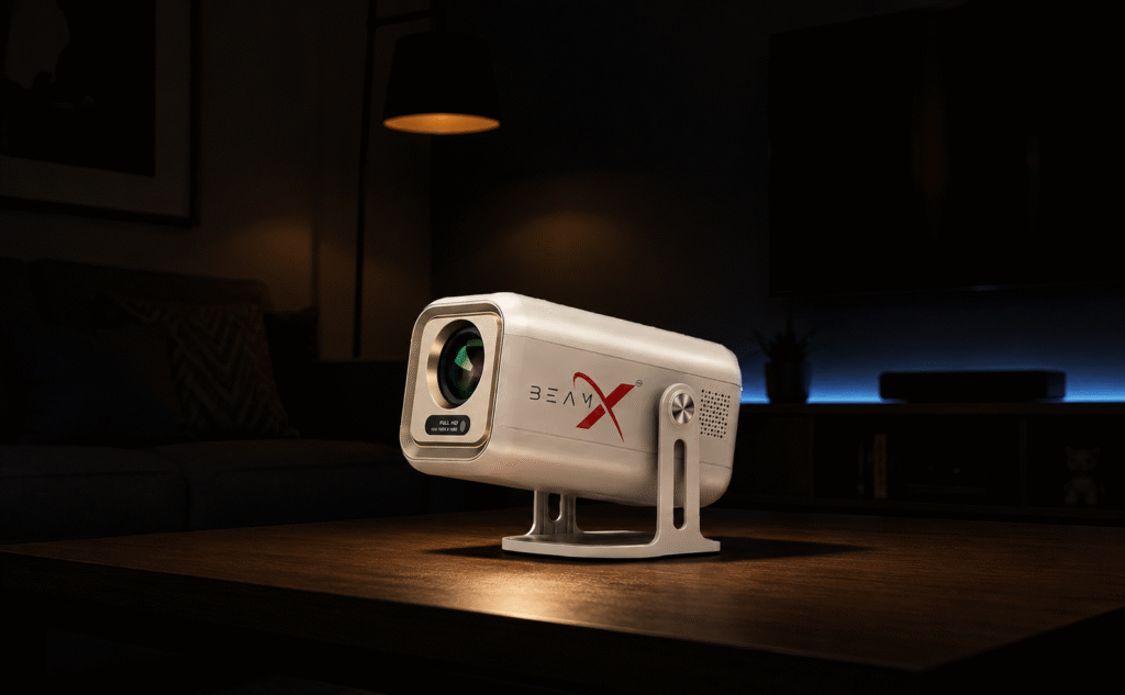 BeamX Elite Smart Projector | Native 1080P with 4K HDR Support | Android 13 | Auto Focus & Keystone | WiFi 6, Bluetooth 5.0 | Voice Remote | 2-Year Warranty