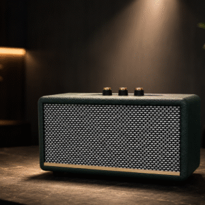 MK-S1 Portable Wireless Bluetooth Speaker with Wooden Leather Finish, Deep Bass, TWS, USB AUX TF Support, Bluetooth 5.4, Indoor Outdoor Speaker with Carry Strap