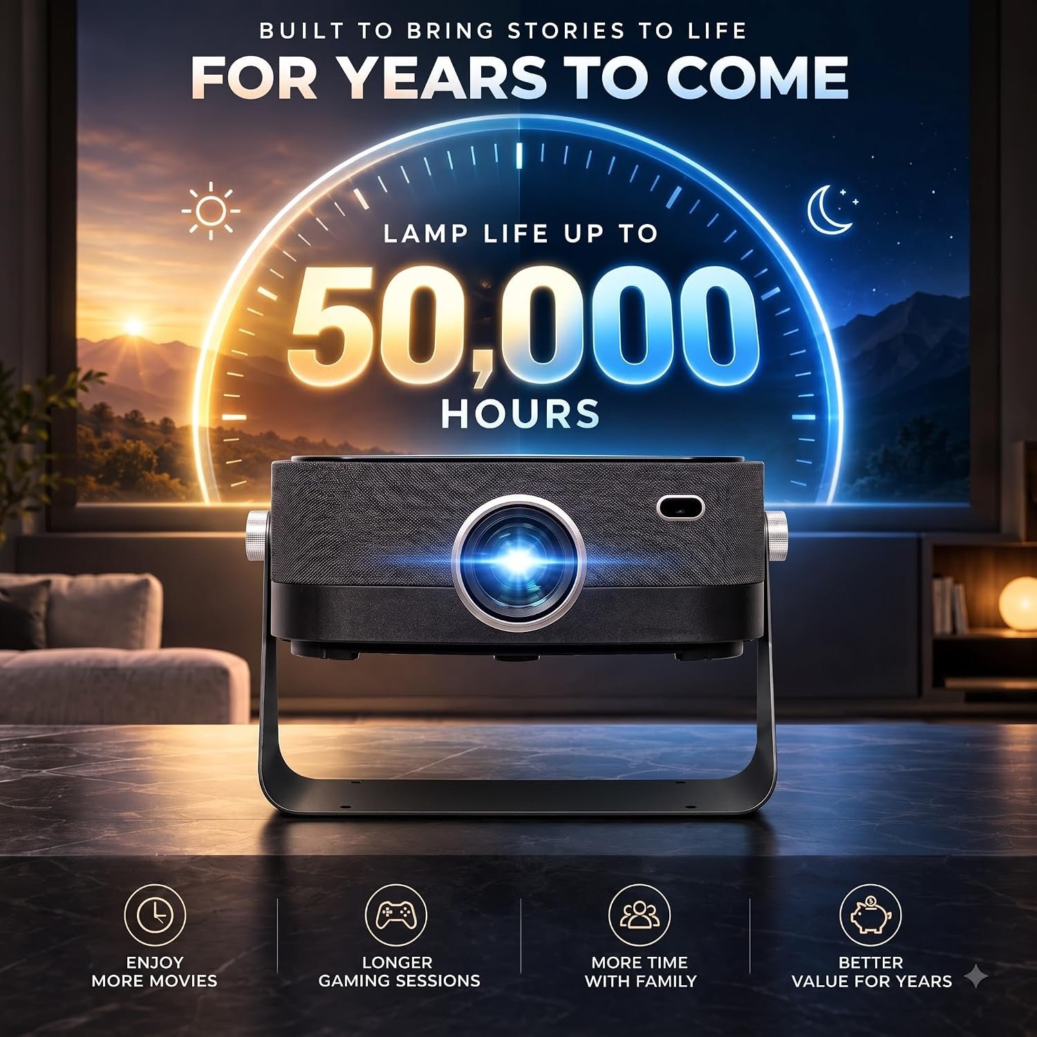 Flash 2X Android Projector Native 1080P, Real1400 ANSI, Voice Command Assist, 100% Dust Free, 4K HDR Support, Google TV Interface, Auto Focus & Auto Keystone, WiFi 6, Bluetooth 5.1, 10W Speakers - Image 7